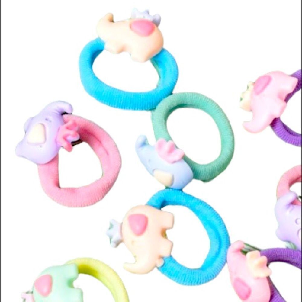 10 Multicolor Elephant Hair Ties - Picture 4 of 8